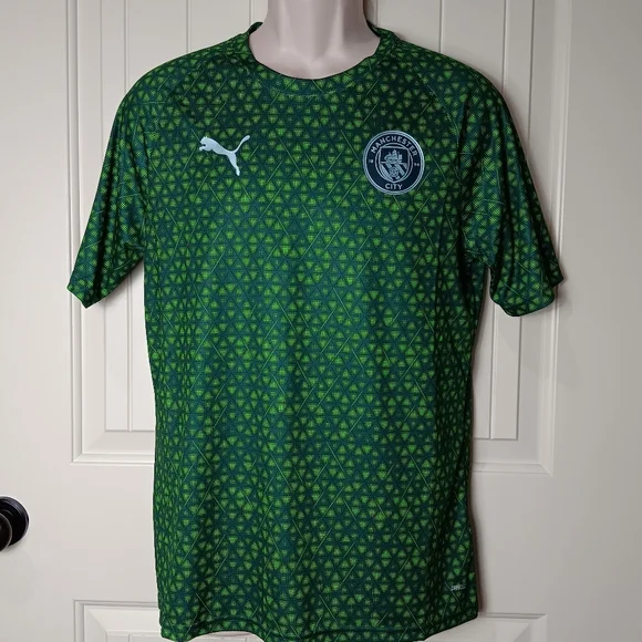 Puma Men's Manchester City Pre-Match Jersey Green Vert Terrain 782167-13 Sz M - Picture 2 of 8